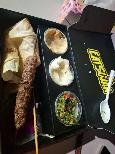 Kefta skewer box with bread and dips